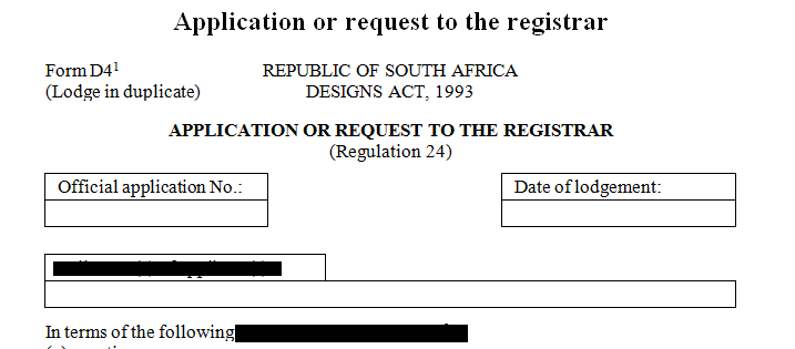 Application or request to the Registrar