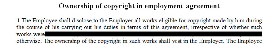 Clauses to be used in a contract with relation to copyright