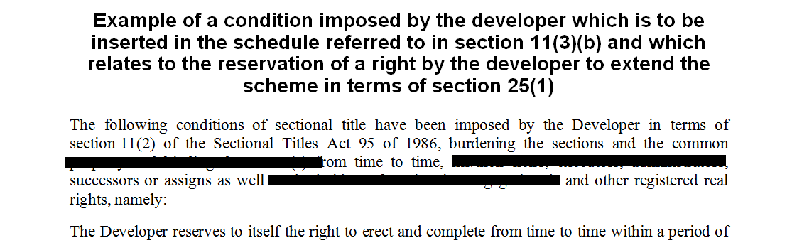Examples Mix in terms of s11 of the Sectional Title Act
