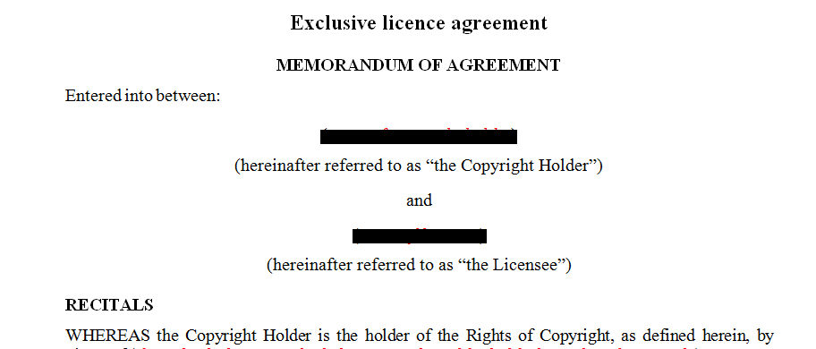 Exclusive license agreement