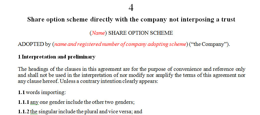 Share option scheme directly with the company not interposing a trust